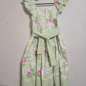 Bonnie Jean White and Green Floral Dress